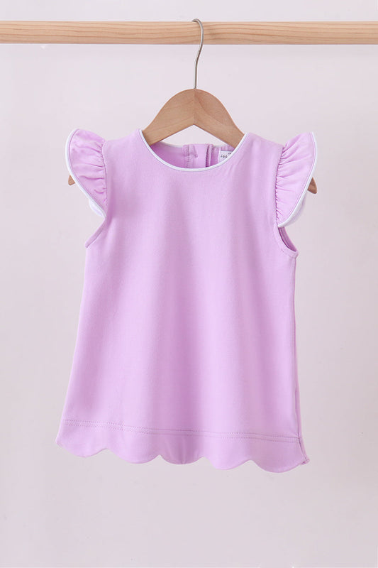 Flutter Sleeve Scalloped Top
