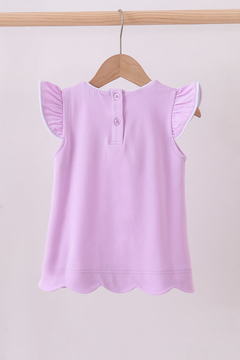 Flutter Sleeve Scalloped Top