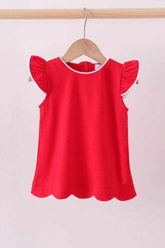 Flutter Sleeve Scalloped Top