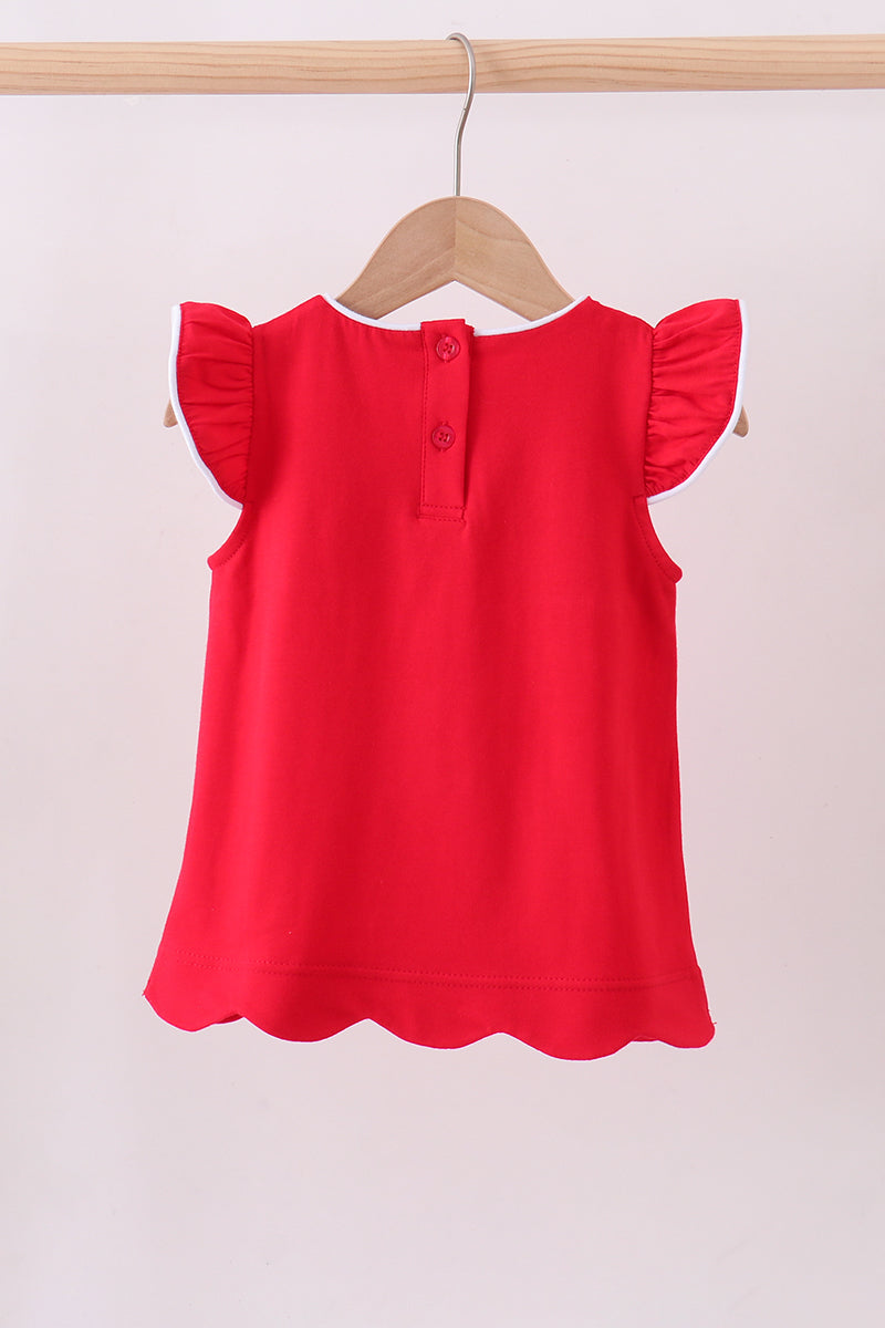 Flutter Sleeve Scalloped Top