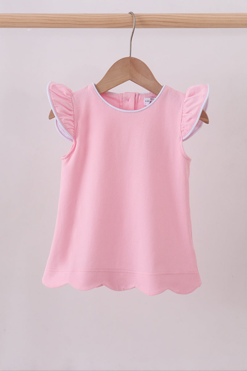 Flutter Sleeve Scalloped Top