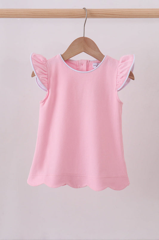 Flutter Sleeve Scalloped Top