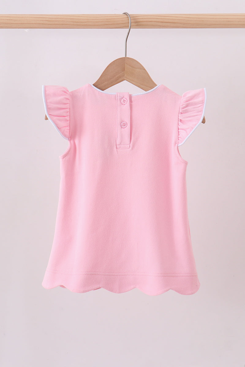 Flutter Sleeve Scalloped Top