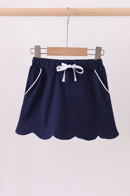 Navy Scallop Skort