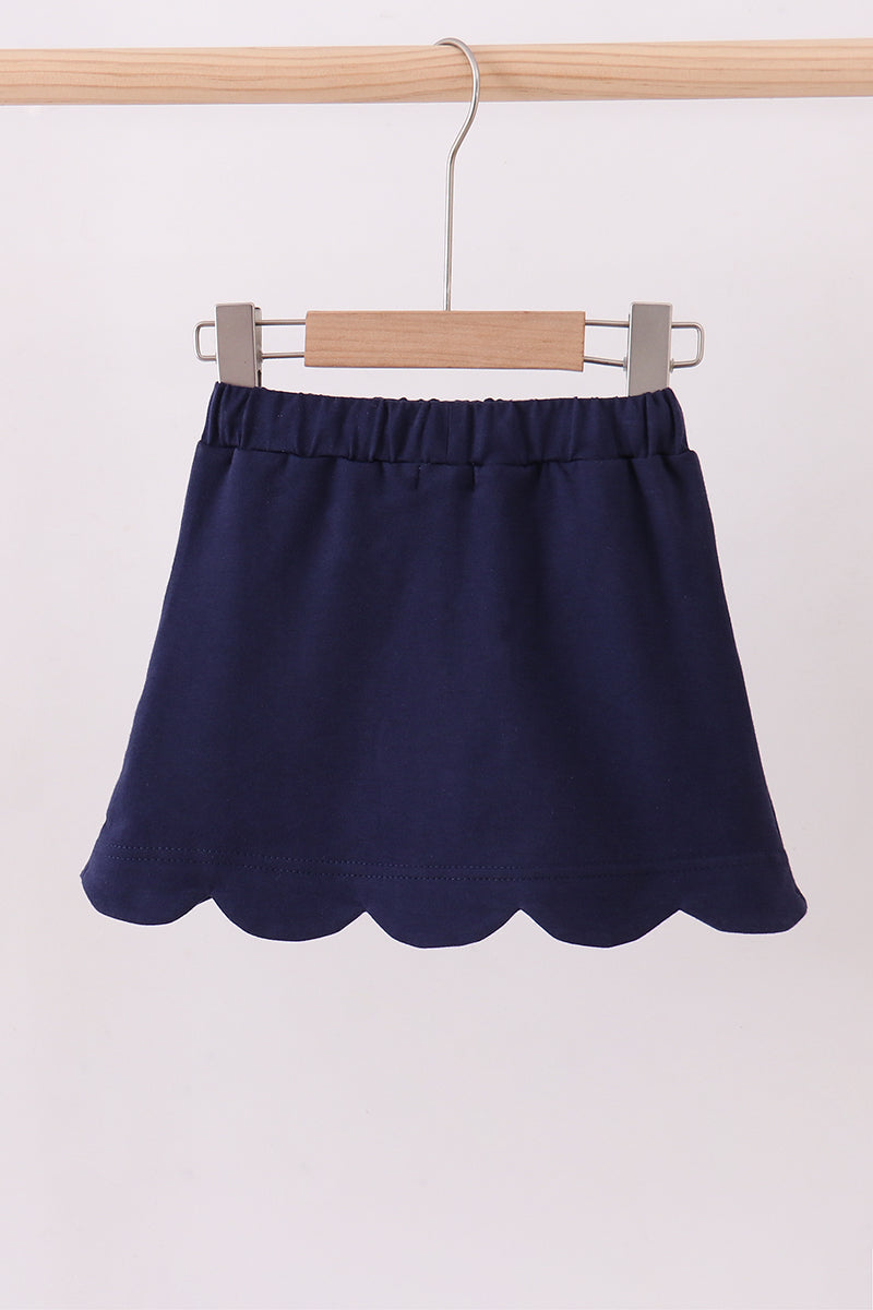 Navy Scallop Skort