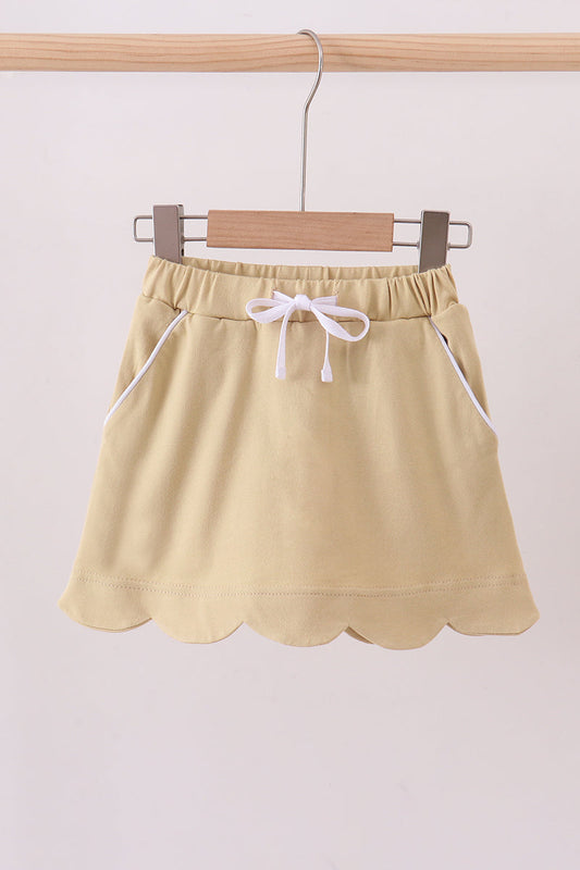 Khaki Scallop Skort