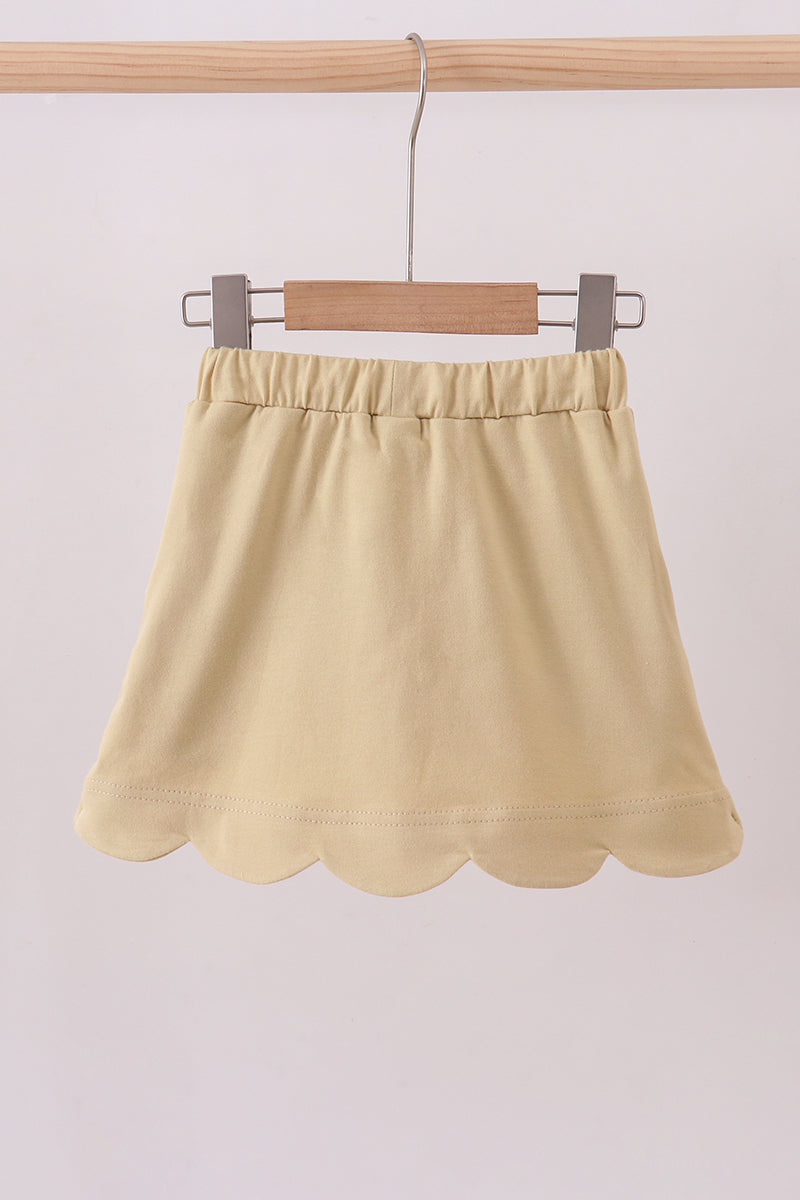 Khaki Scallop Skort