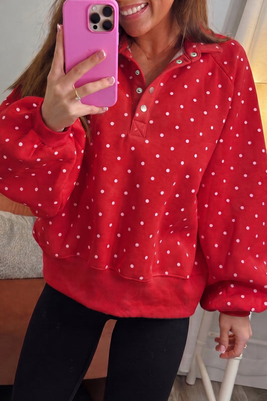 Polka Dot Casual Pullover Sweatshirt