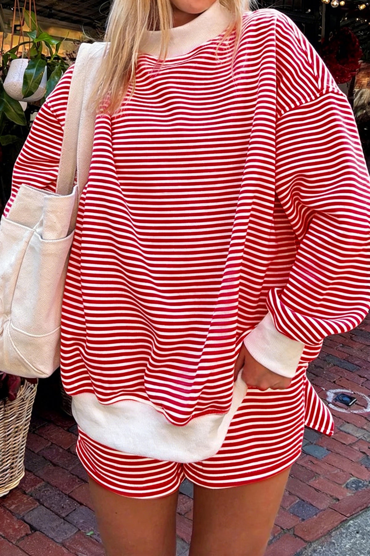 Mock Neck Sweatshirt and Shorts Set