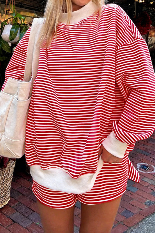 Mock Neck Sweatshirt and Shorts Set