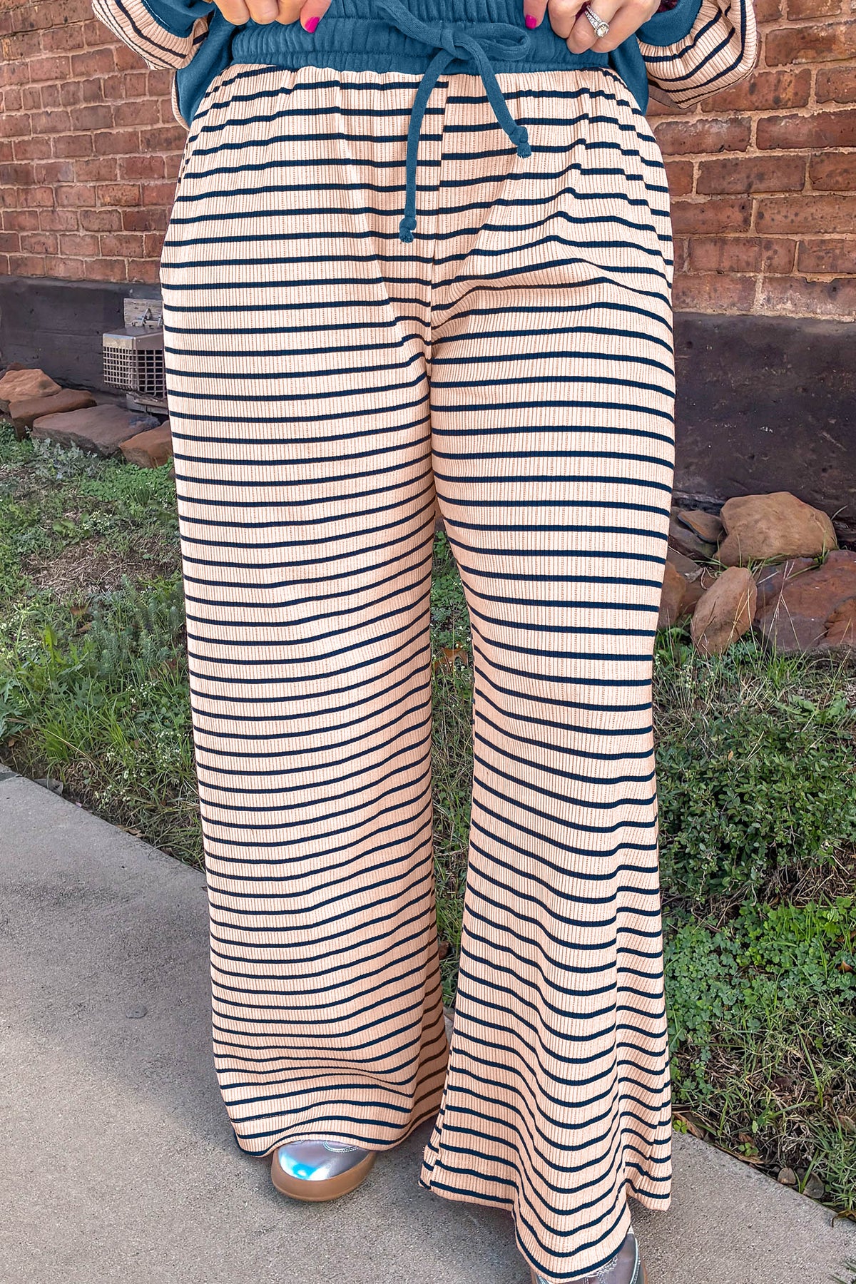 Striped Long Sleeve Plus Size Set