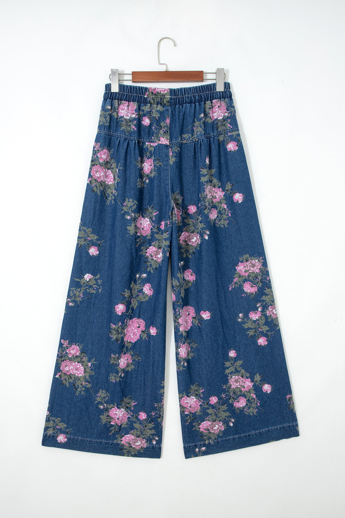 Floral Print Pintuck Wide Leg Pants