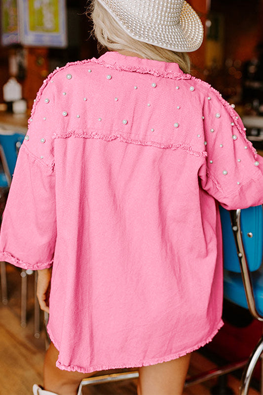 Bonbon Pearl Beaded Denim Jacket