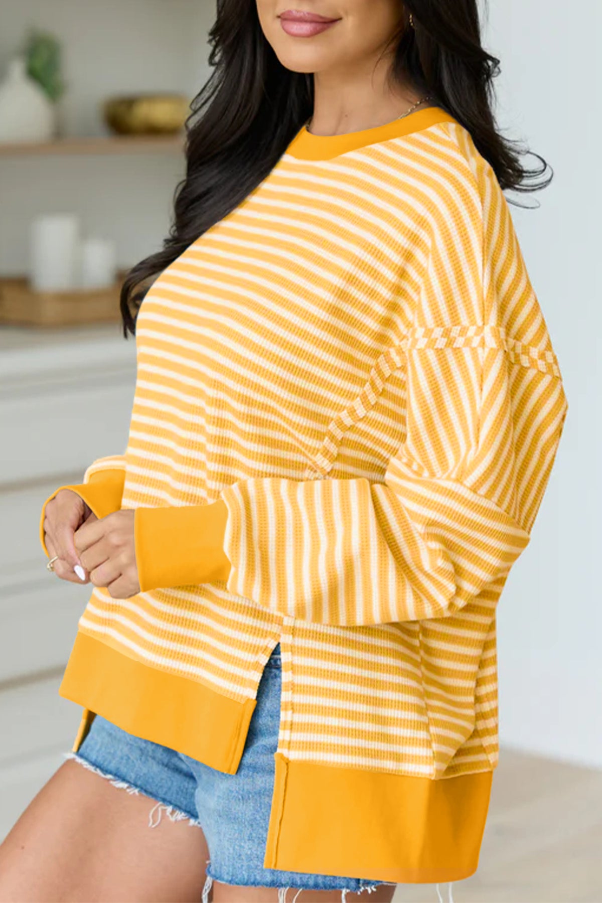 Stripe Knit Long Sleeve Top