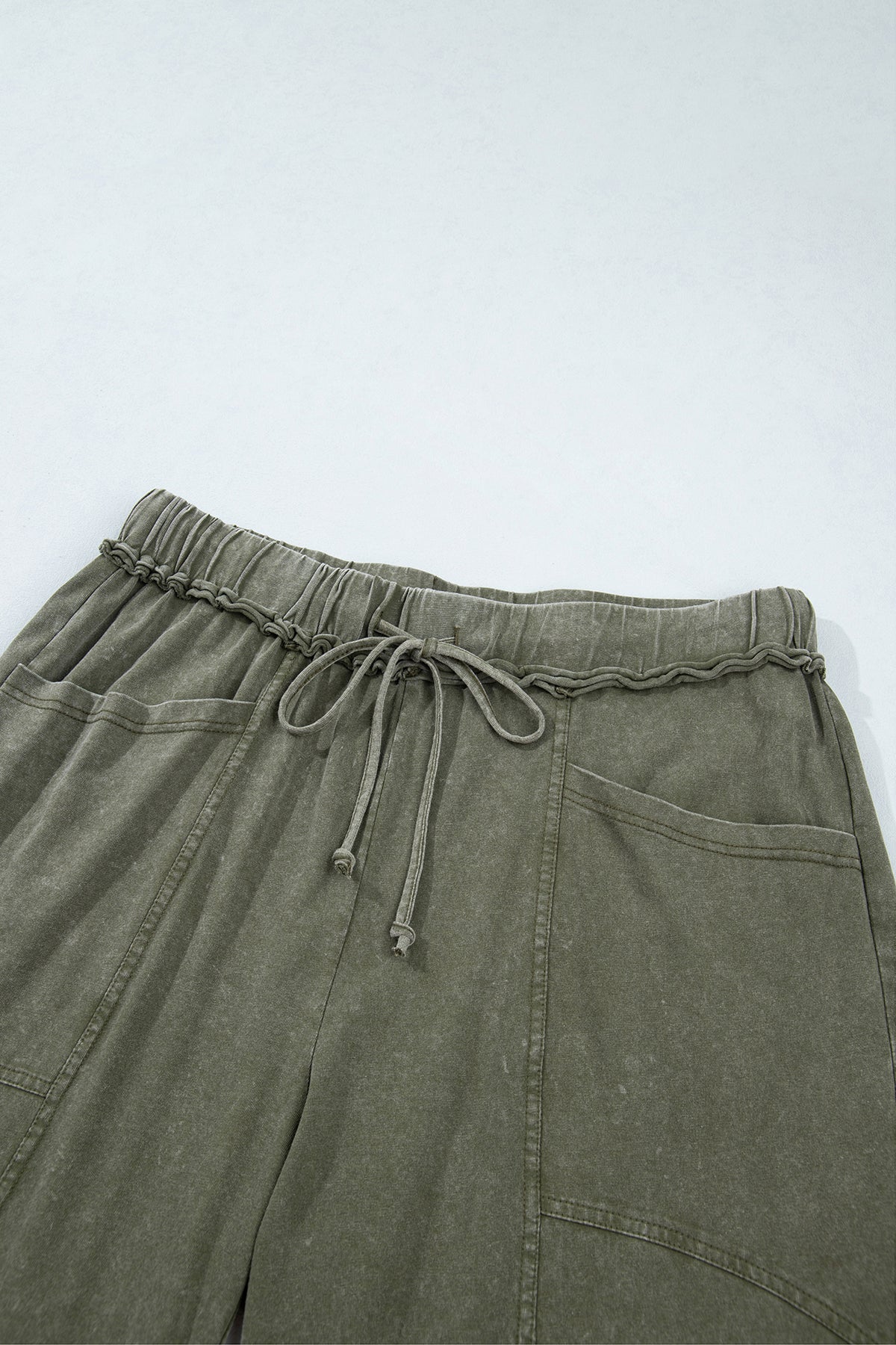 Jungle Green Flare Drawstring Pants