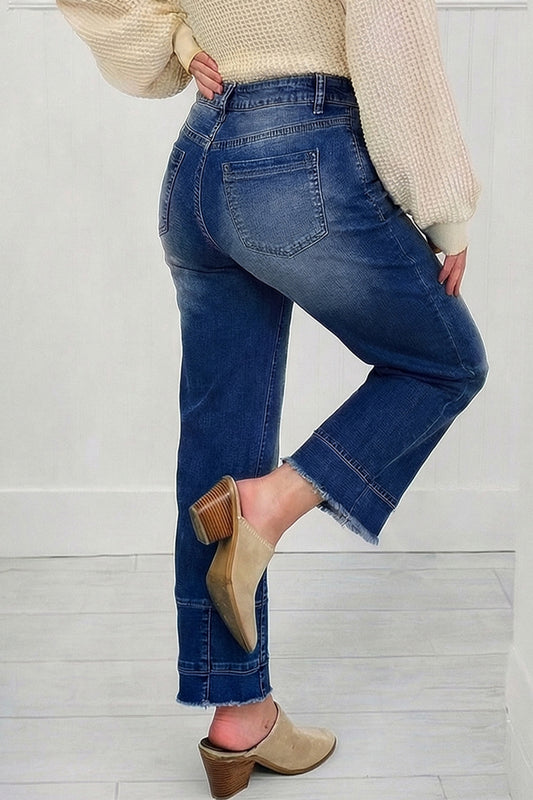 Chic Seam Hem Ankle Length Jeans
