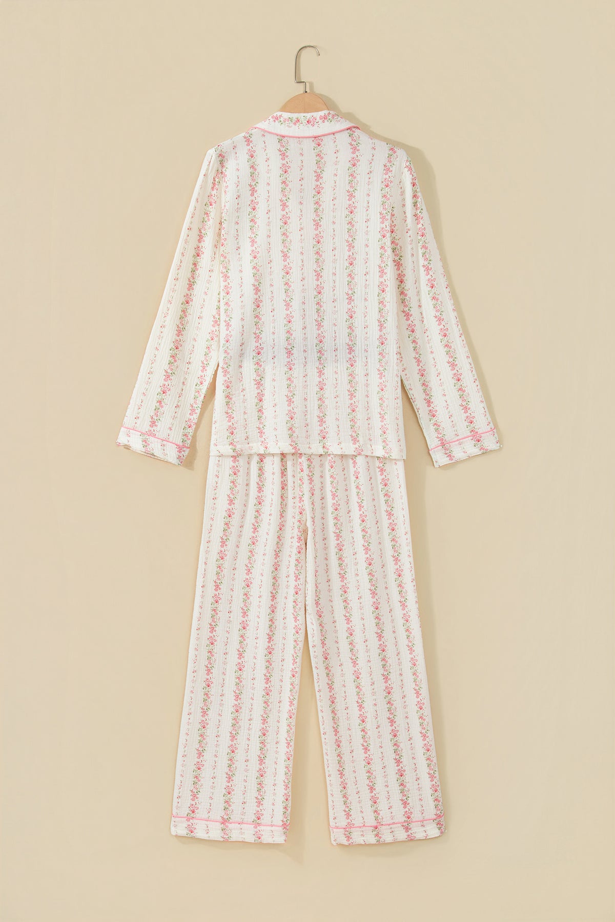 Floral Print Shirt Pajama Pant Set