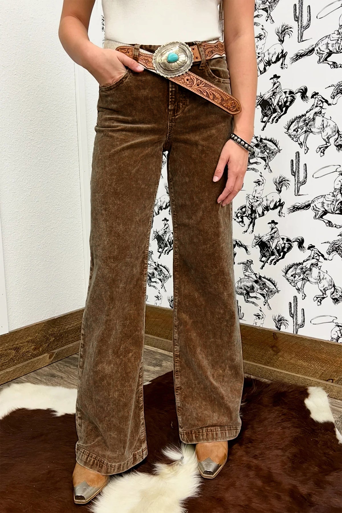 Camel Straight Leg Corduroy Pants