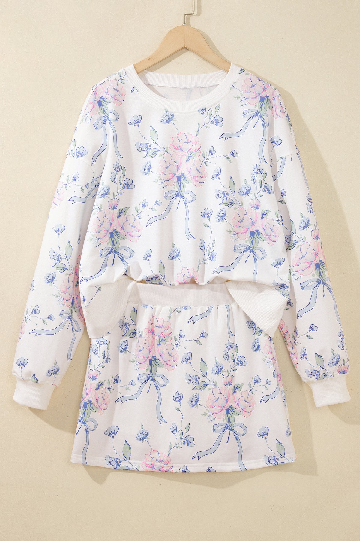 Floral Print Long Sleeve Top w/Skort Set