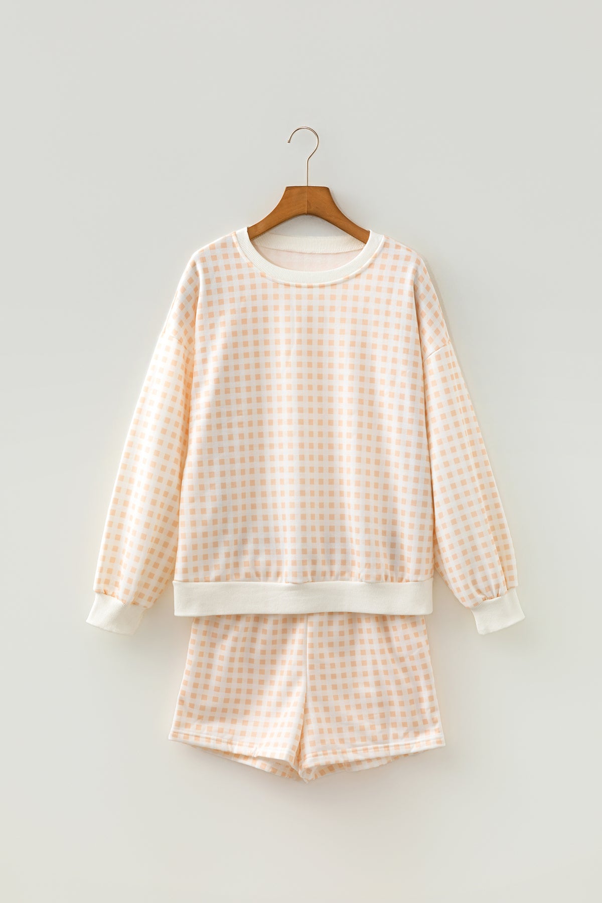 Plaid Baggy Pullover w/Shorts Set