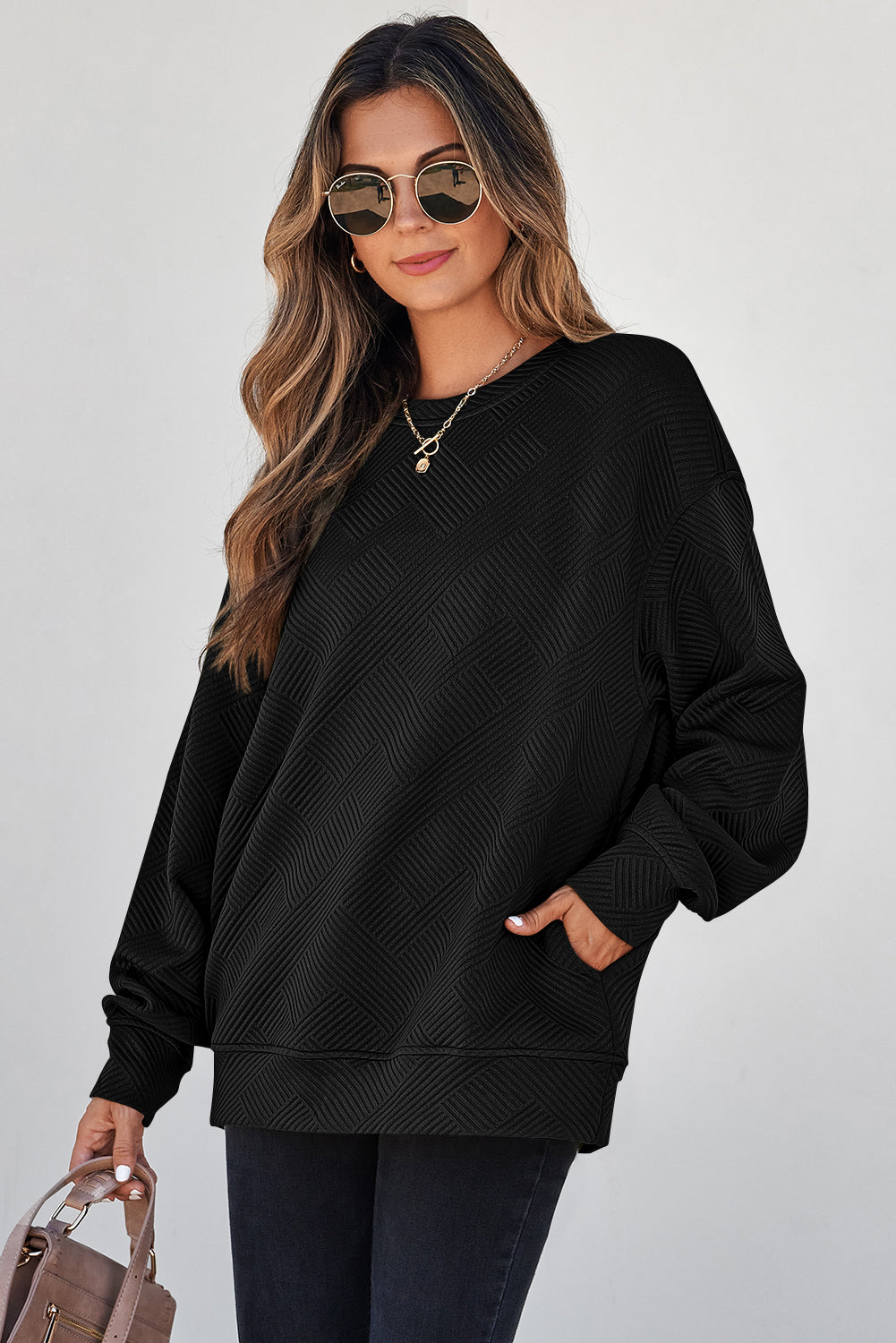 Textured Pullover Sweatshirt