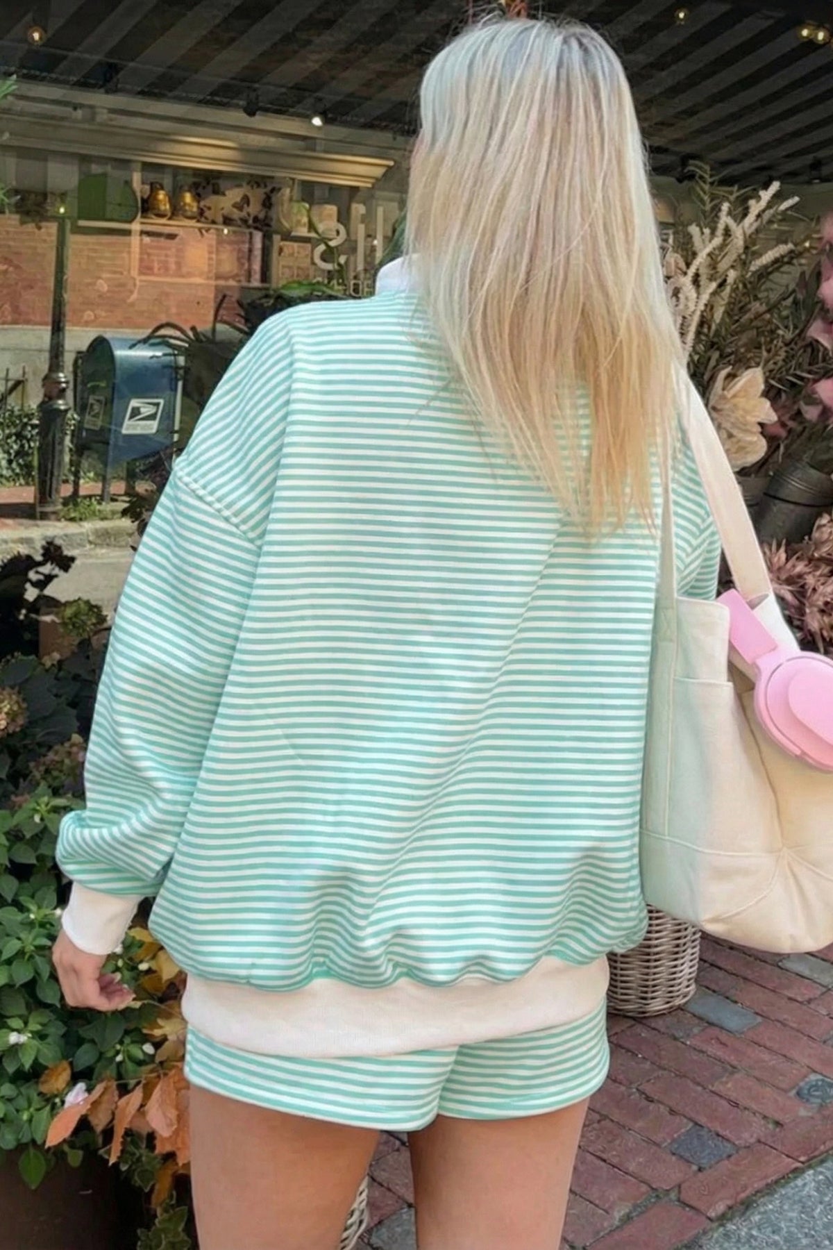 Mock Neck Sweatshirt and Shorts Set