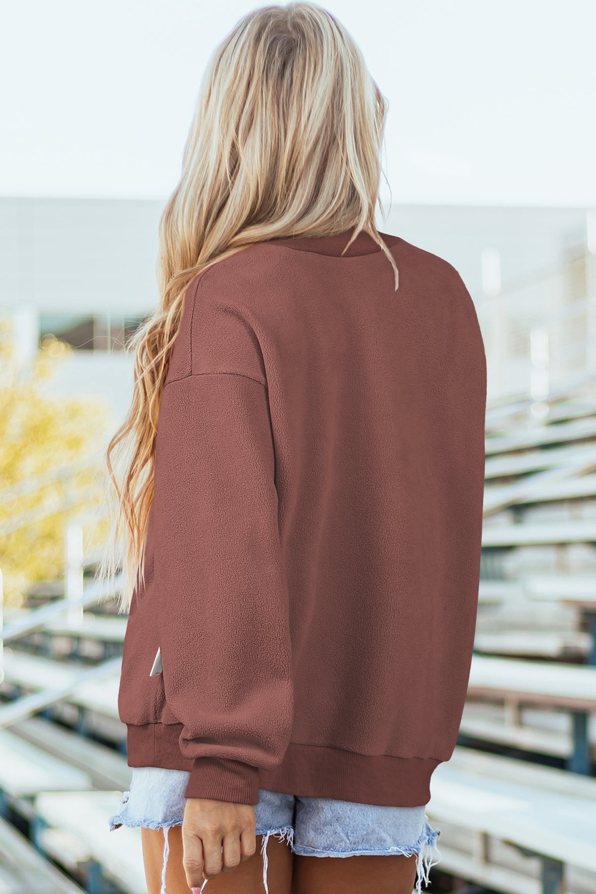 Oversize Reversible Mock Neck Sweatshirt