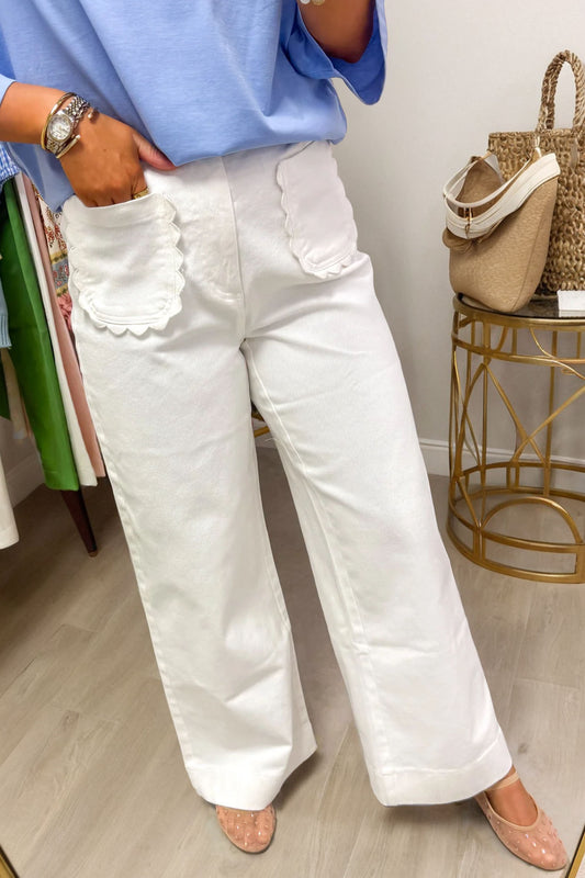 Scalloped Pocket Shift Jeans