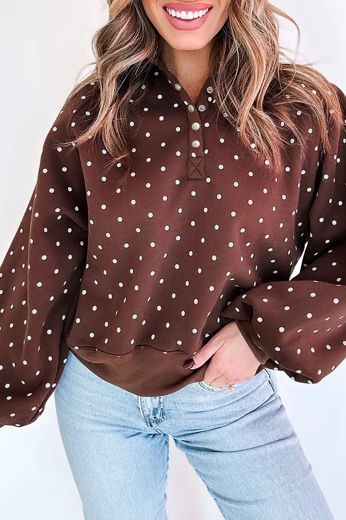 Polka Dot Casual Pullover Sweatshirt