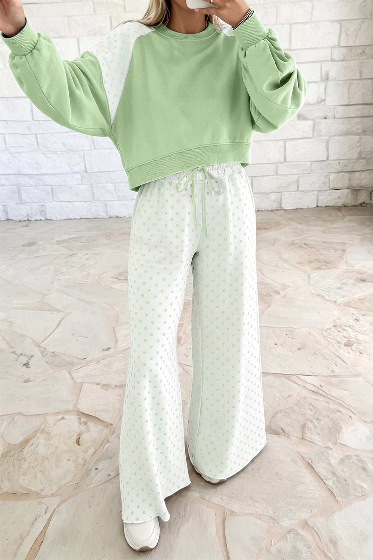 Polka Dot Long Sleeve Pants Set