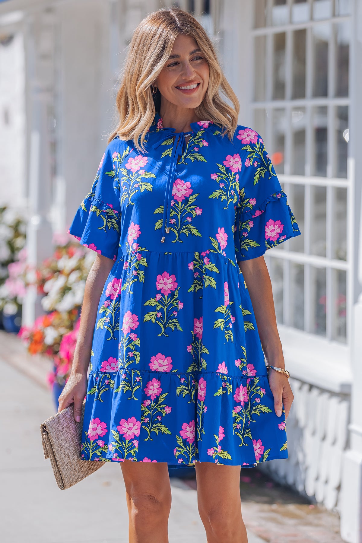 Short Sleeve Loose Flower Dress
