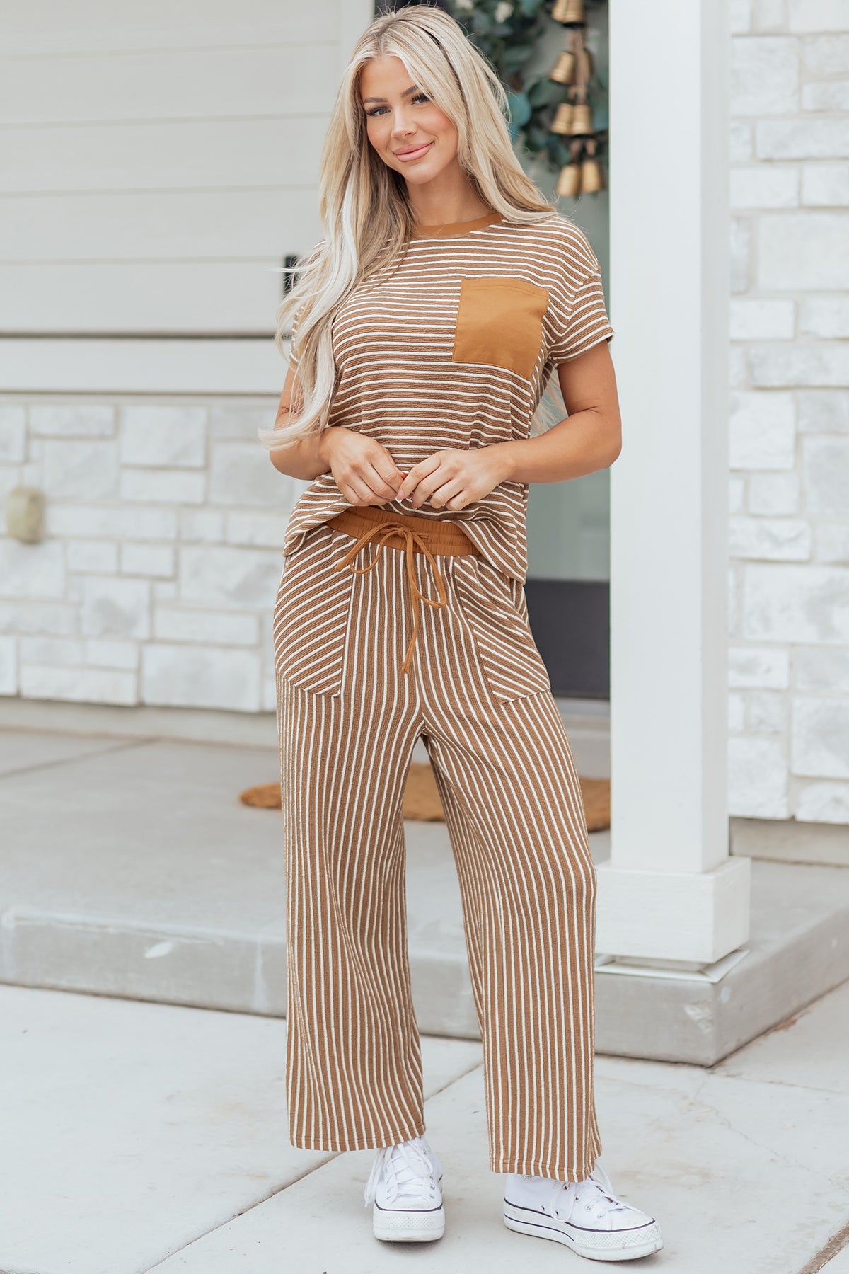 Stripe Shirt w/Cropped Pants Set