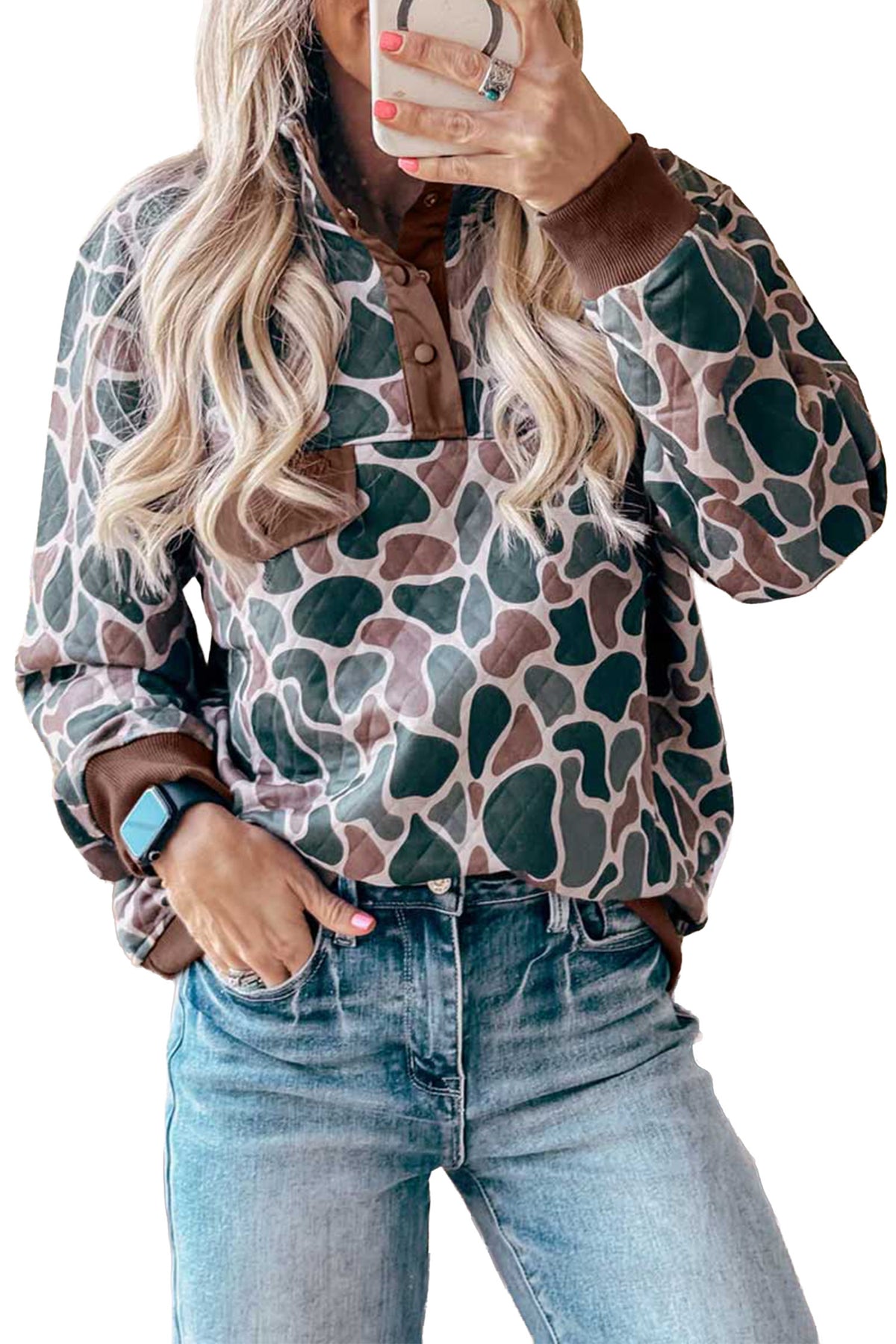 Camouflage Button Pullover