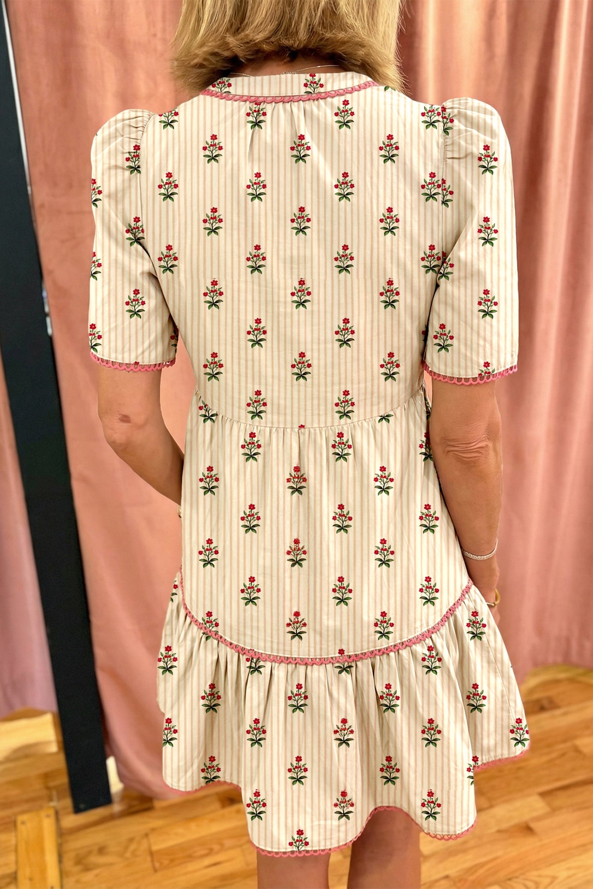Apricot Ruffle Hem Short Dress