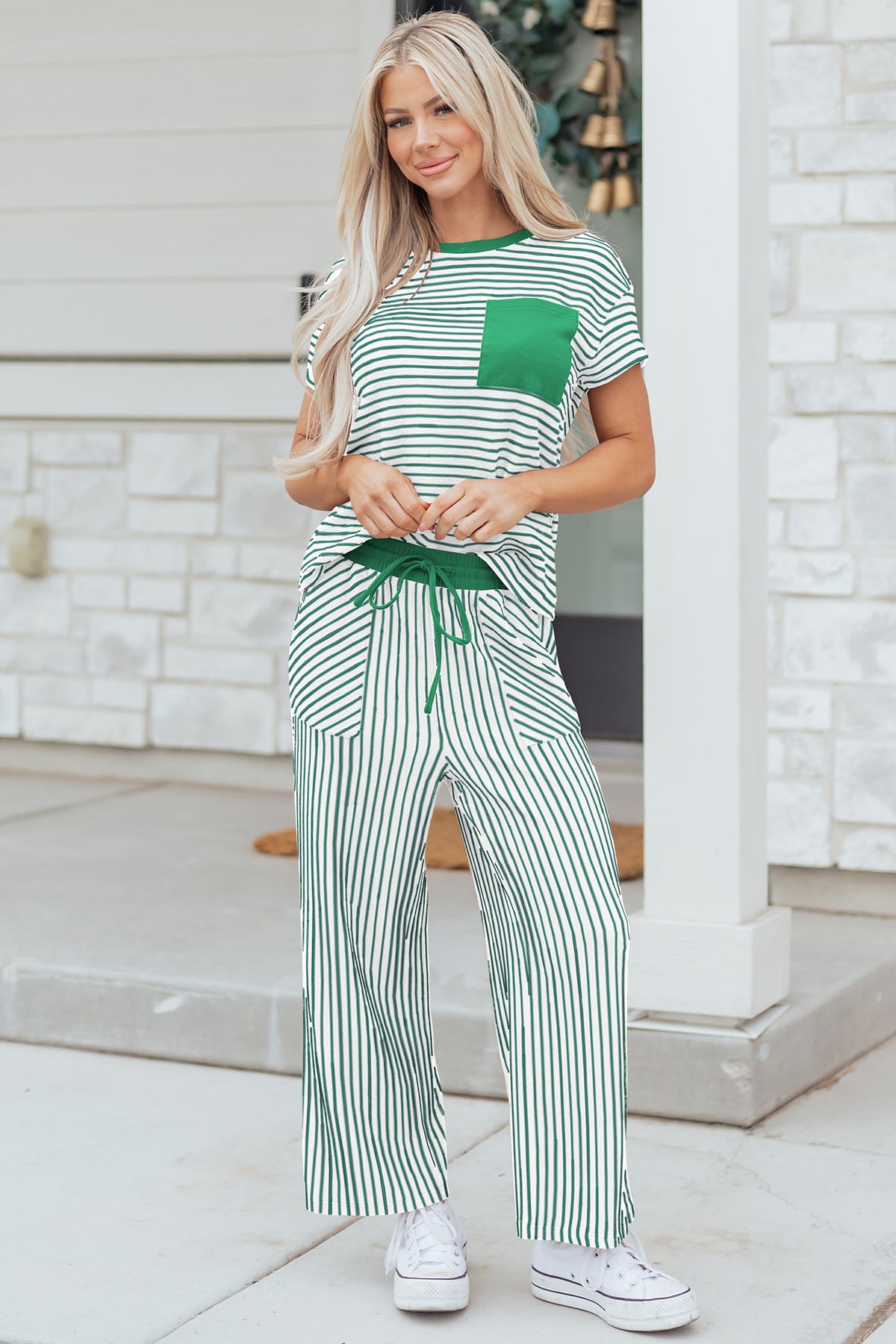 Stripe Shirt w/Cropped Pants Set