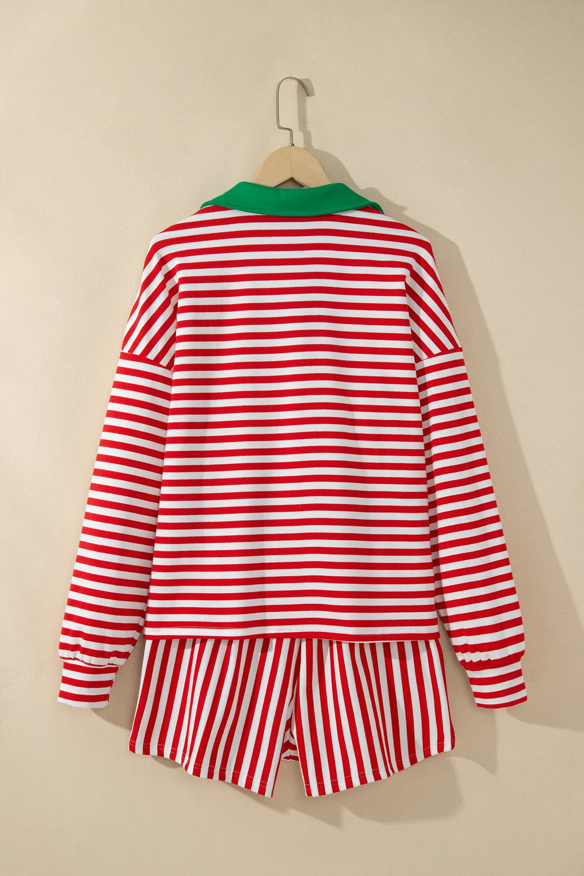 Stripe Long Sleeve Shirt w/Shorts Set