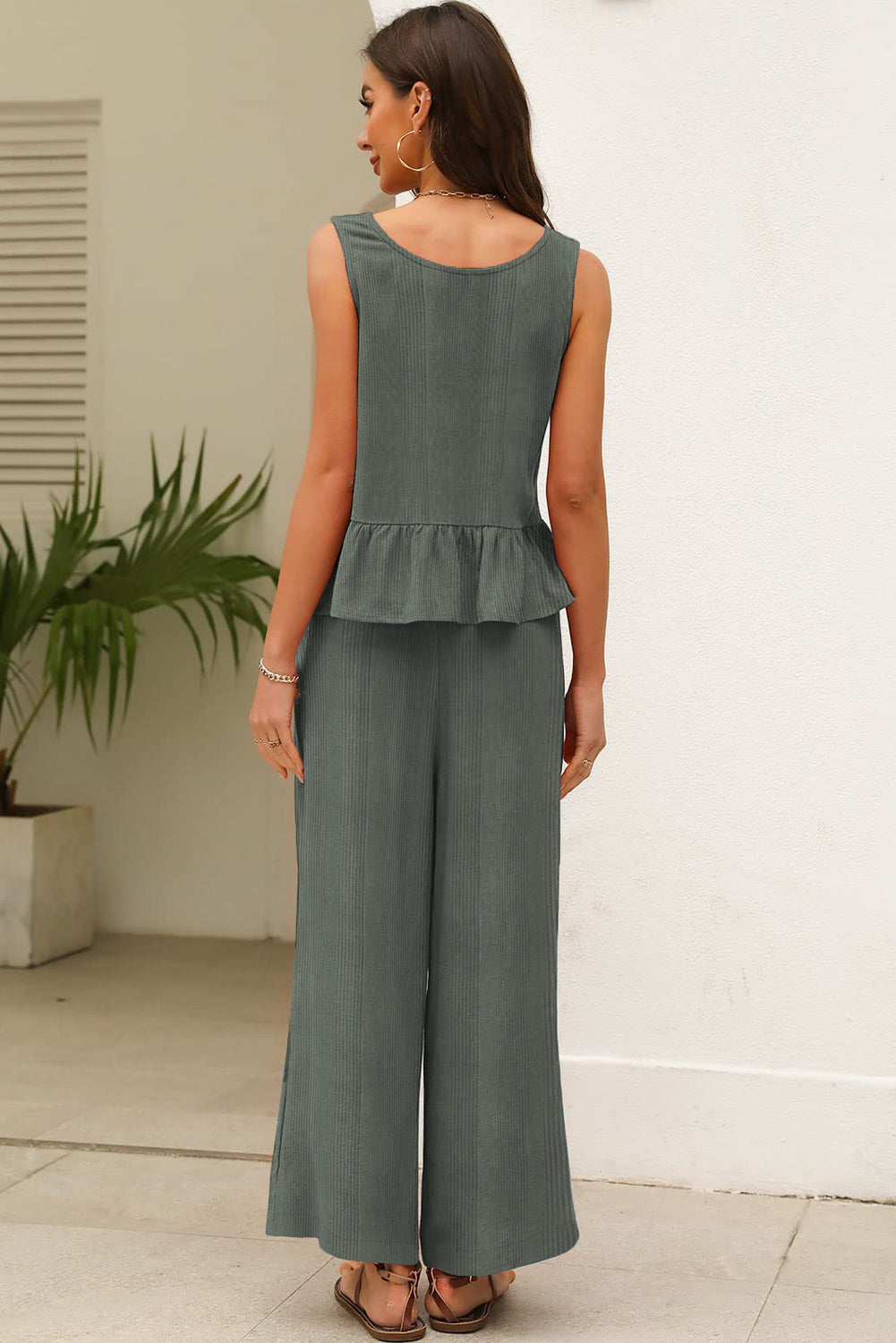 Ruffle Tank Top and Pants Set