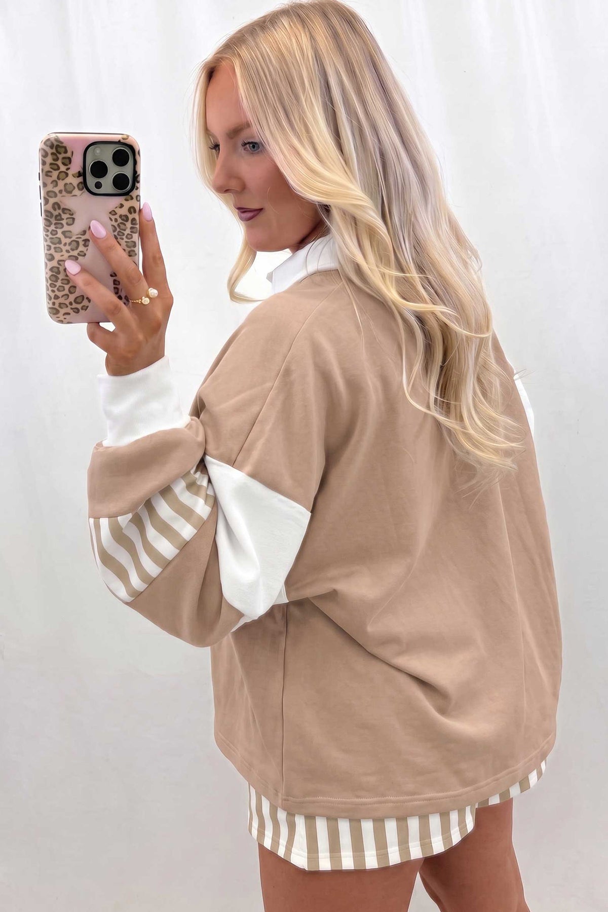 Striped Pullover Top w/Shorts Set