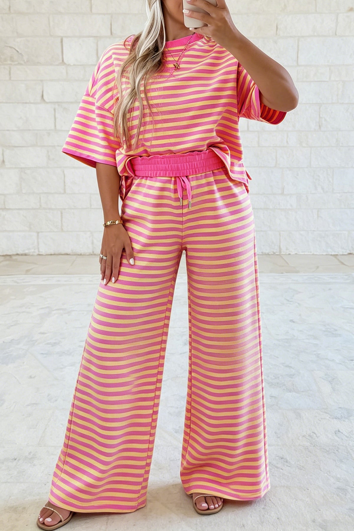 Loose Striped Tee w/ Pant Set