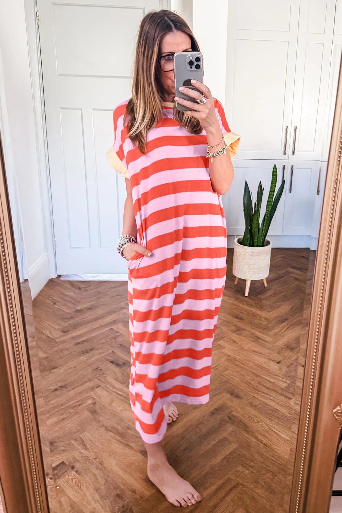Stripe Pocketed Long Dress