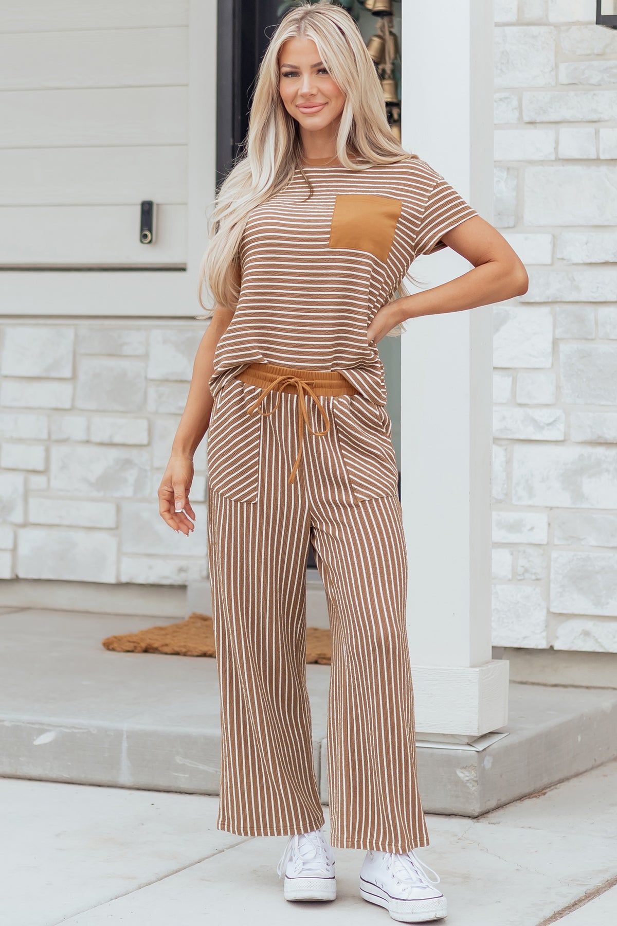 Stripe Shirt w/Cropped Pants Set