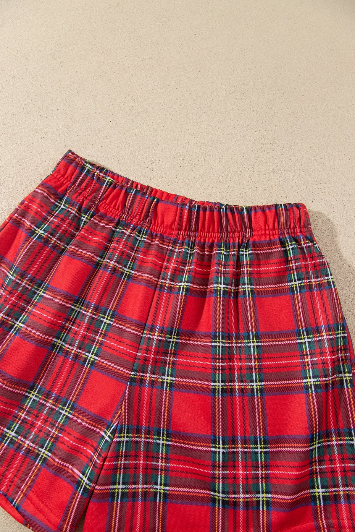Plaid "MERRY" Long Sleeve Top and Shorts Set