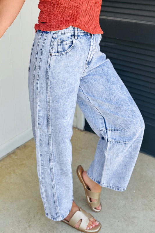 Beau Blue Light Washed Barrel Jeans