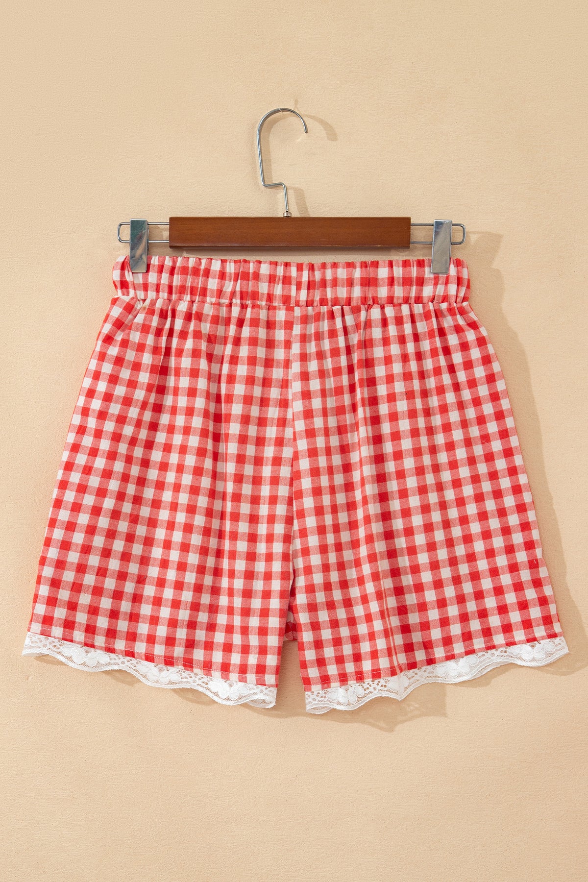 Plaid Tie Hem Casual Shorts