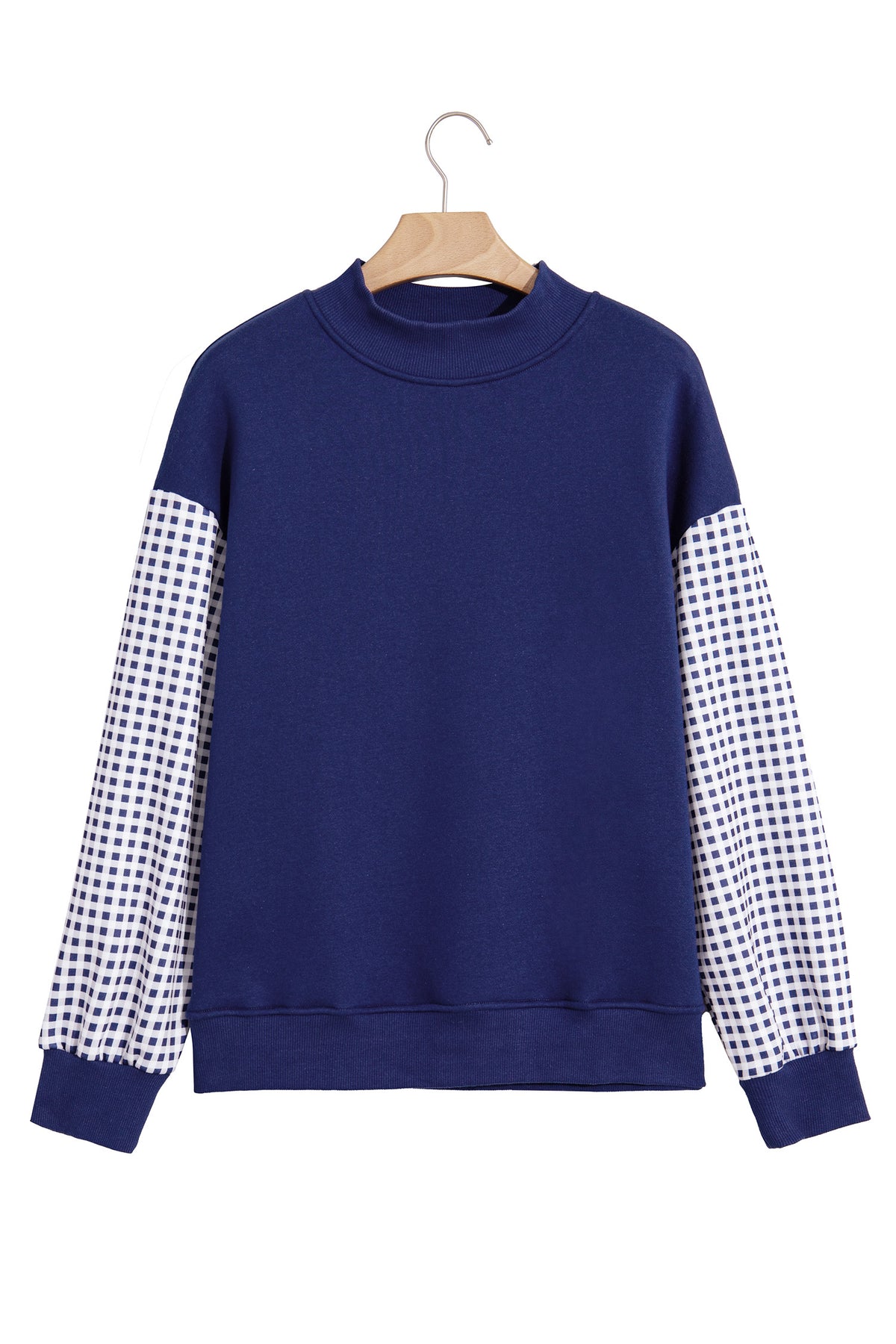Plaid Sleeve Loose Tunic Sweatshirt