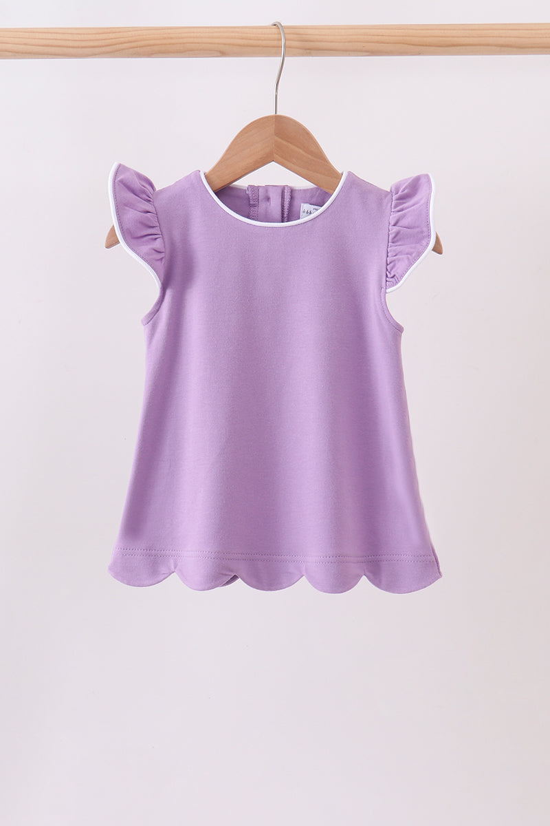 Flutter Sleeve Scalloped Top