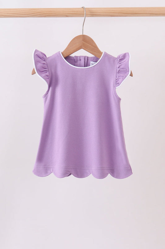Flutter Sleeve Scalloped Top