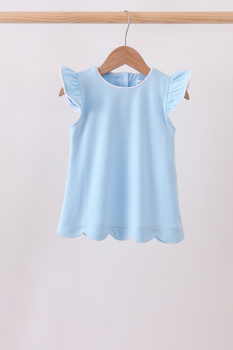 Flutter Sleeve Scalloped Top