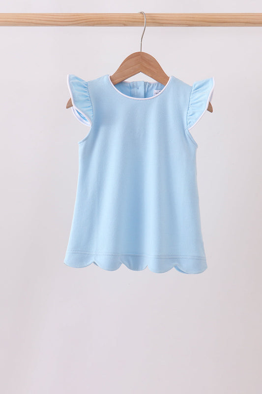 Flutter Sleeve Scalloped Top