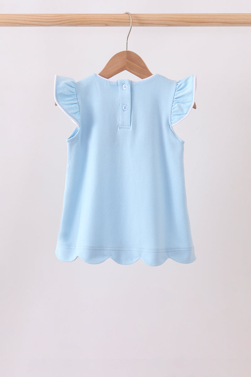 Flutter Sleeve Scalloped Top